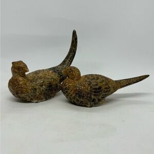 Vintage 1960s Ambee Japanese Pottery Set of 2 Pheasants